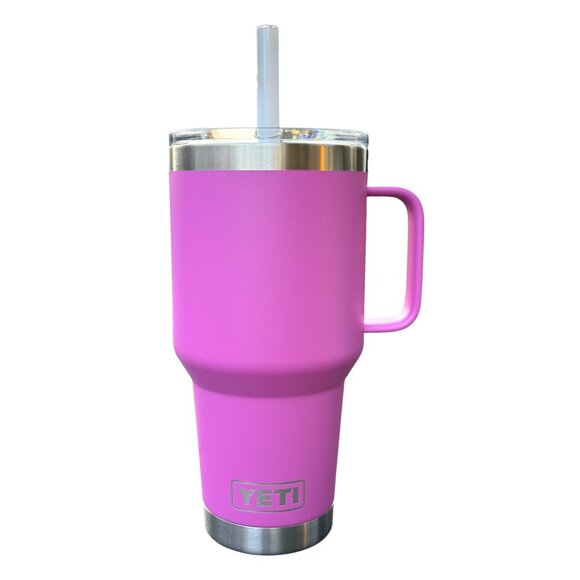 LASER ENGRAVED PERSONALIZATION - YETI 35oz TRAVEL MUG in WILDFLOWER FUCHSIA - Picture 1 of 2